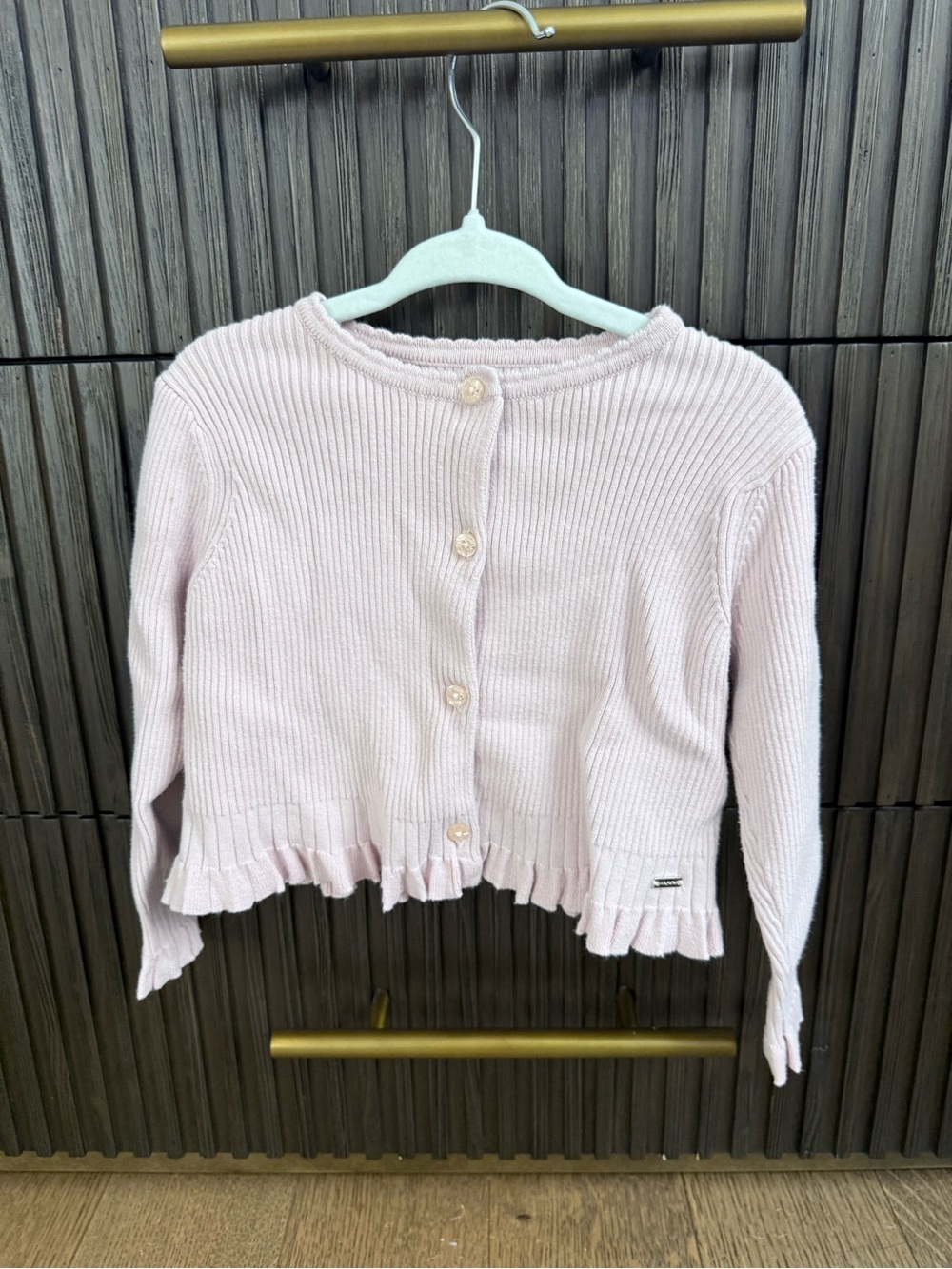 Mayoral Girls' Light Pink Button-Back Cotton Cardigan